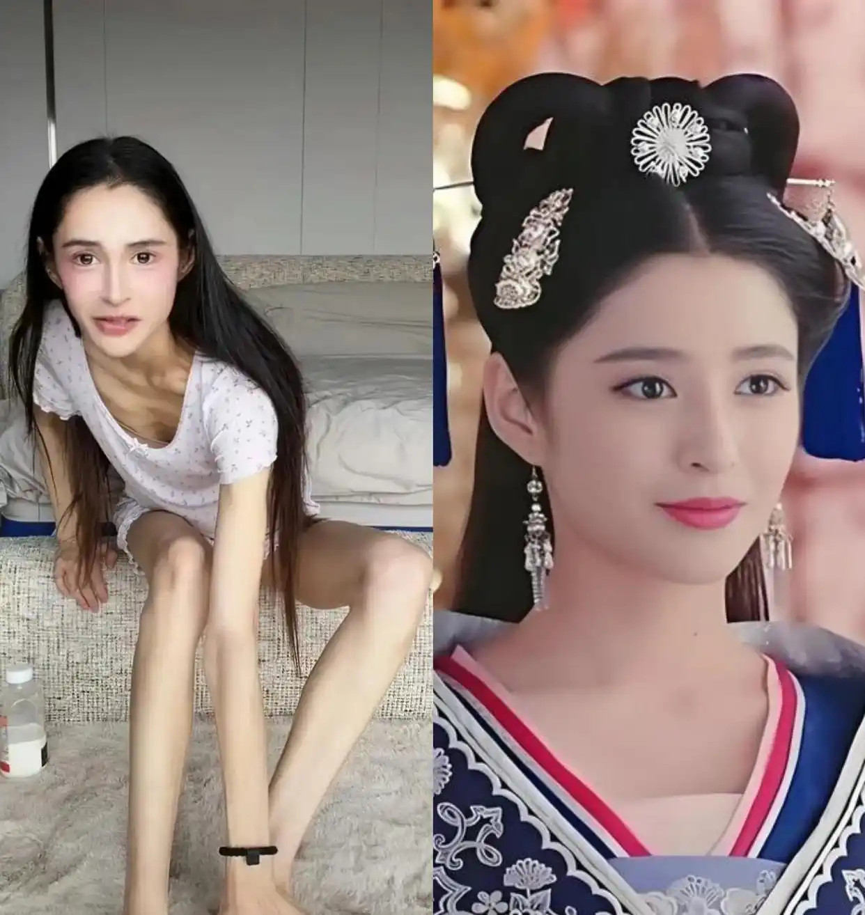 李心艾瘦到脸颊凹陷，下巴尖成锥子，娱乐圈审美还要毁多少演员？​​​