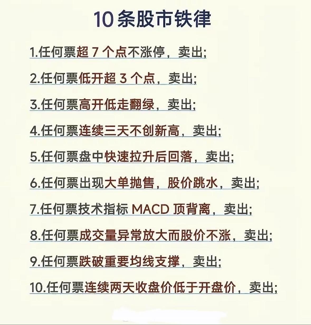 股市里这几条铁律真是保命法宝。破位速逃，就像房子地基都不稳了，还不赶紧跑？之前我