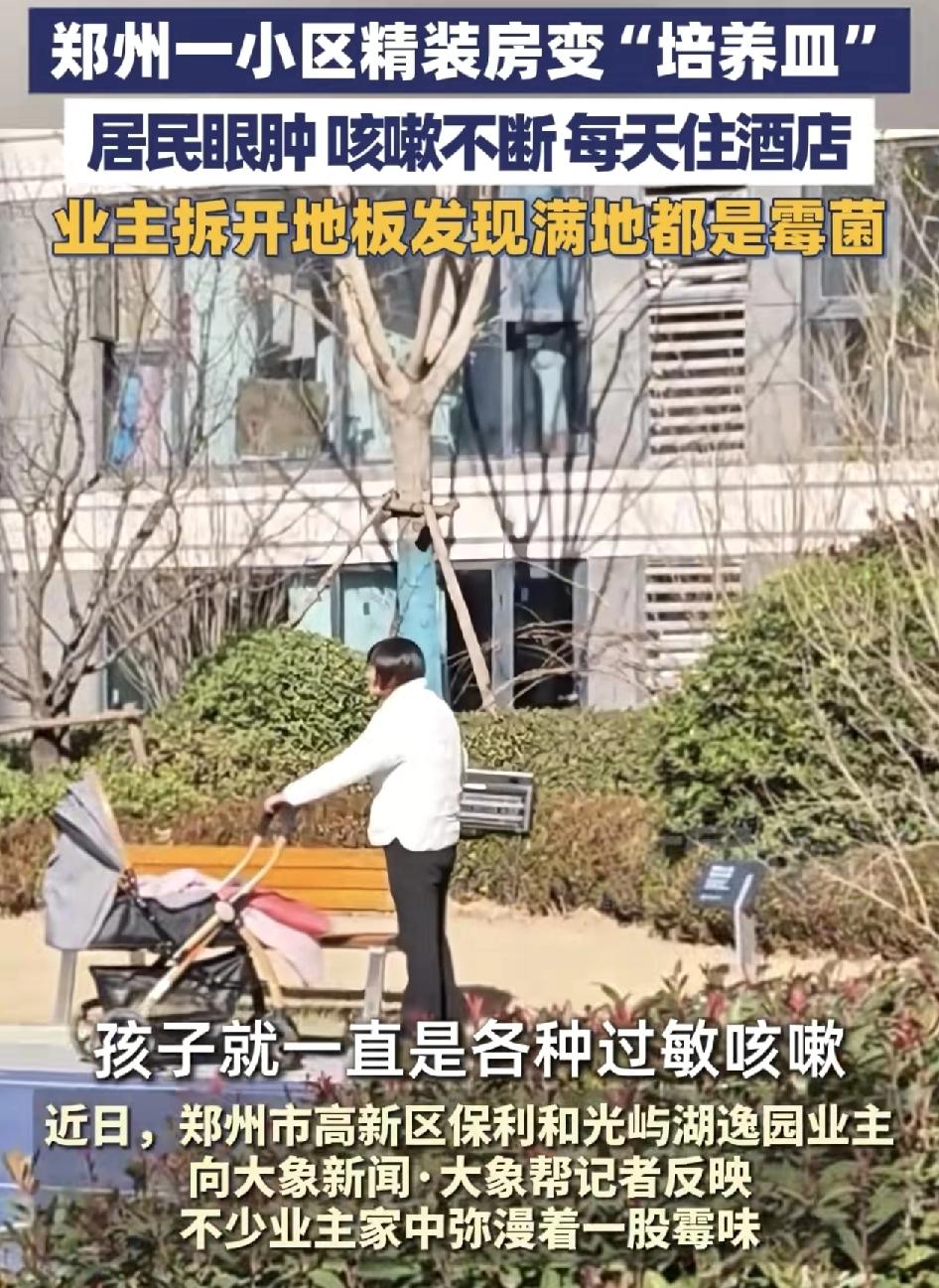 郑州一小区有业主反映自己买的精装房入住一年之后，家里人都出现了各种过敏情况，眼睛