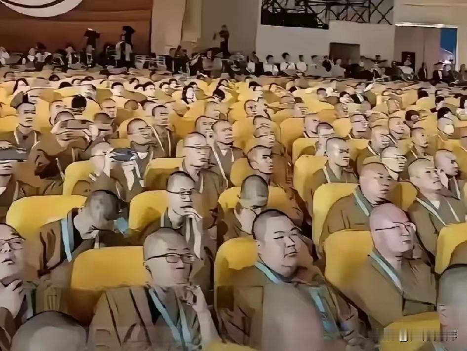 高僧云集，齐聚一堂，法师们的体态仪表令人叹为观止。我只是不理解，他们不
