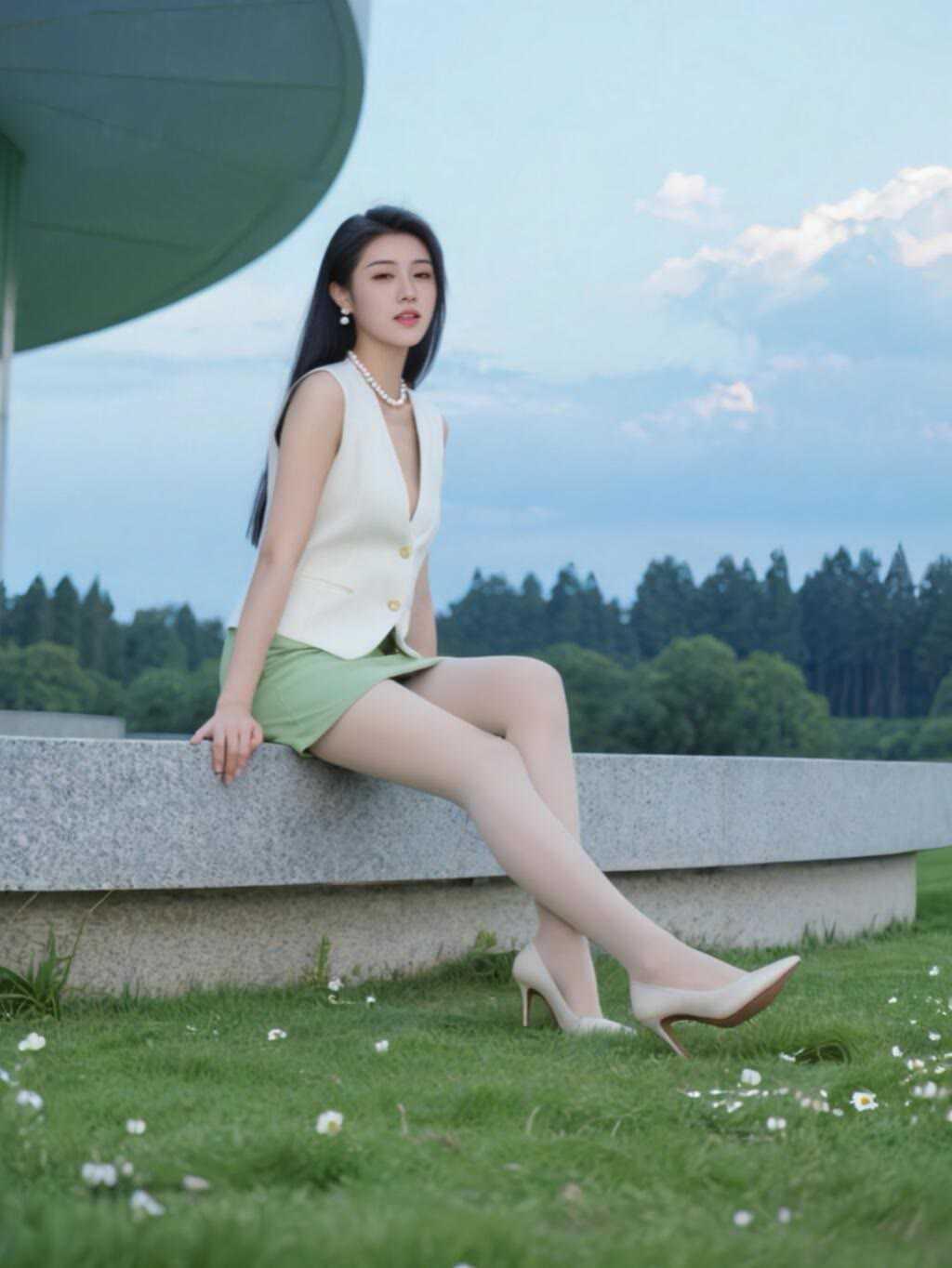 浅绿半身裙夏日通勤穿搭，温柔知性氛围感拉满。夏日通勤不想沉闷，这套浅绿短裙套装太
