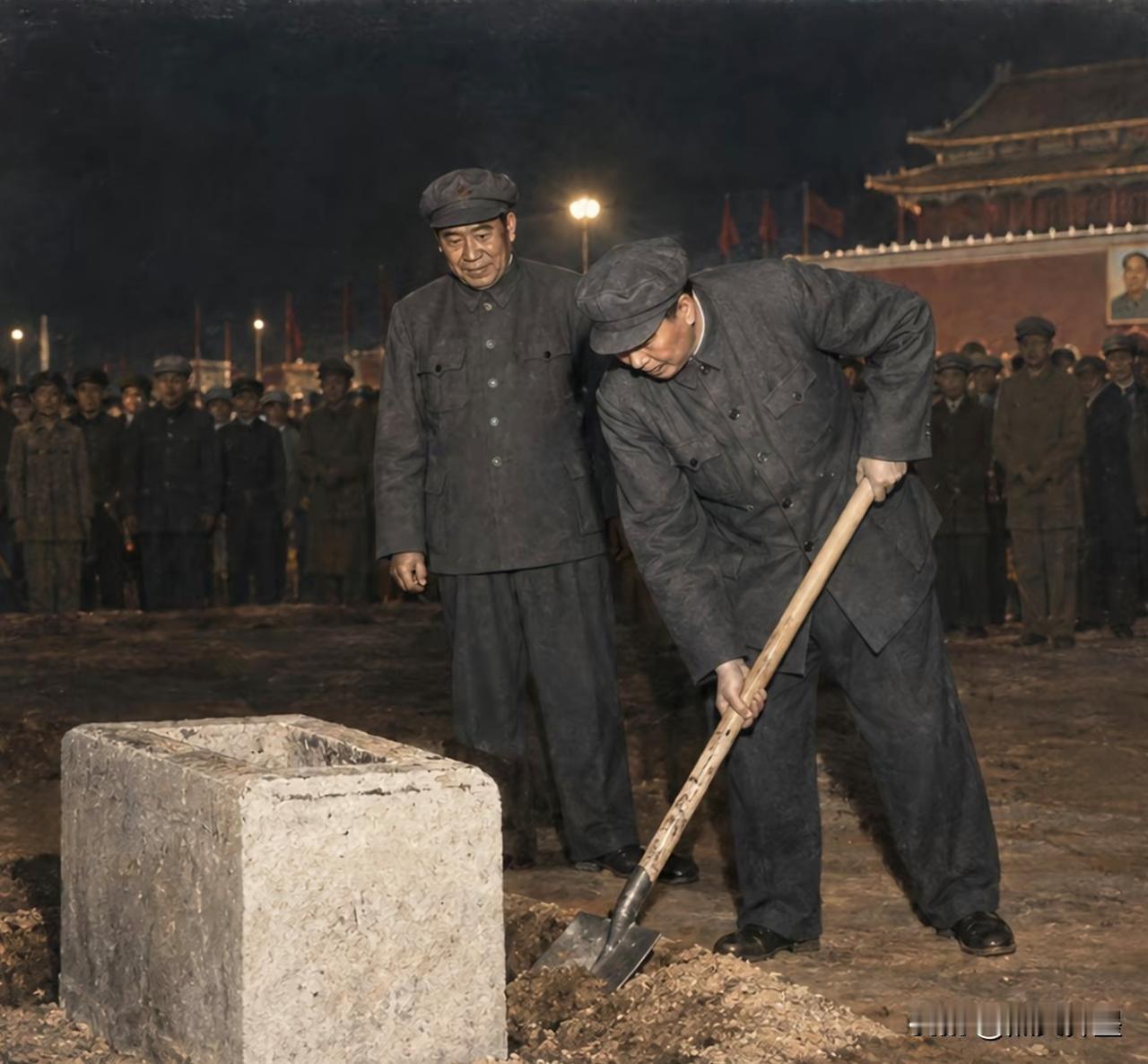 这也是毛主席一生当中唯一奠基的建筑1949年9月30日，人民英雄纪念碑奠基仪式