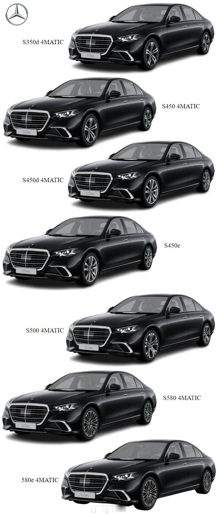 奔驰新款奔驰S级七种配置新款奔驰S级目前的七种配置：S350d4MATIC、