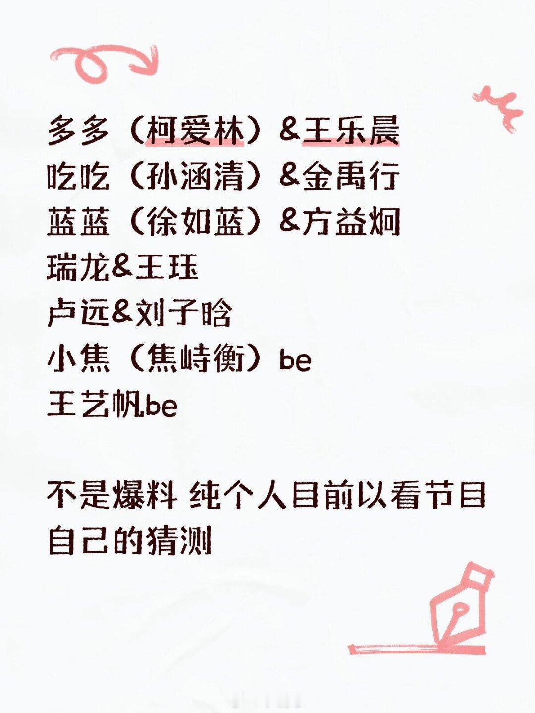 心动的信号多多（柯爱林）&王乐晨吃吃（孙涵清）&金禹行蓝蓝（徐如蓝）&方