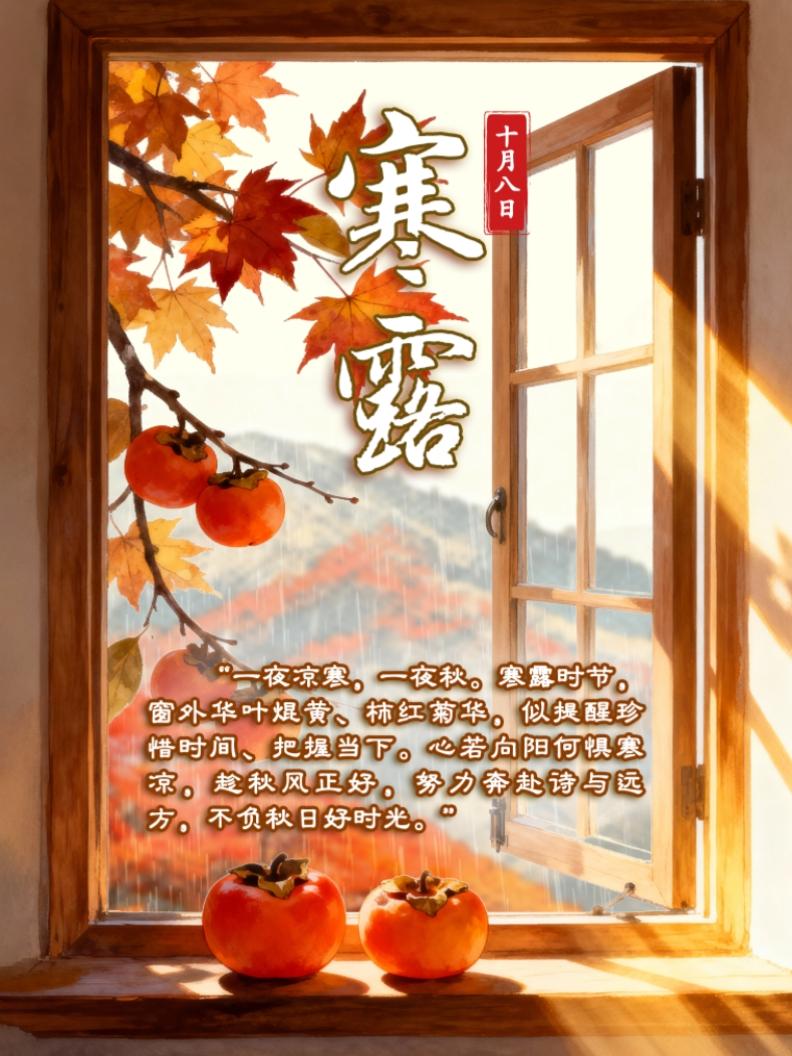 是谁，把秋天最甜的果实和最烈的色彩，都悄悄藏进了这扇窗？推开它，寒露的秋意便