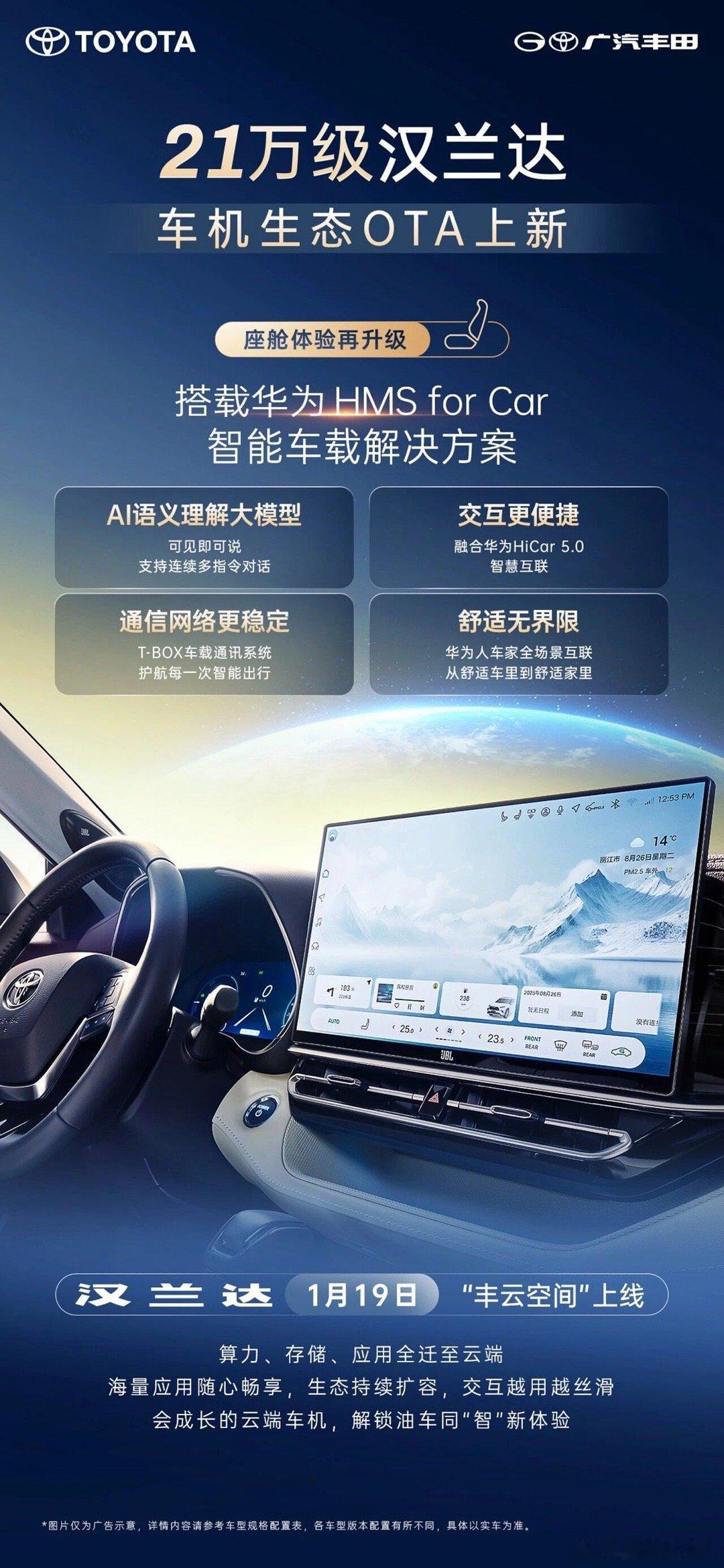 21万级汉兰达华为车机OTA上新车机OTA更新后体验升级，华为Hicar5.0