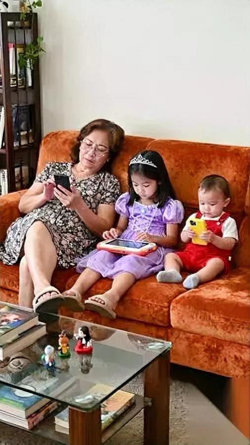 家人们，见过“手机搭子”式带娃吗？我大嫂带6岁孙女和2岁半孙子，几乎不怎么带