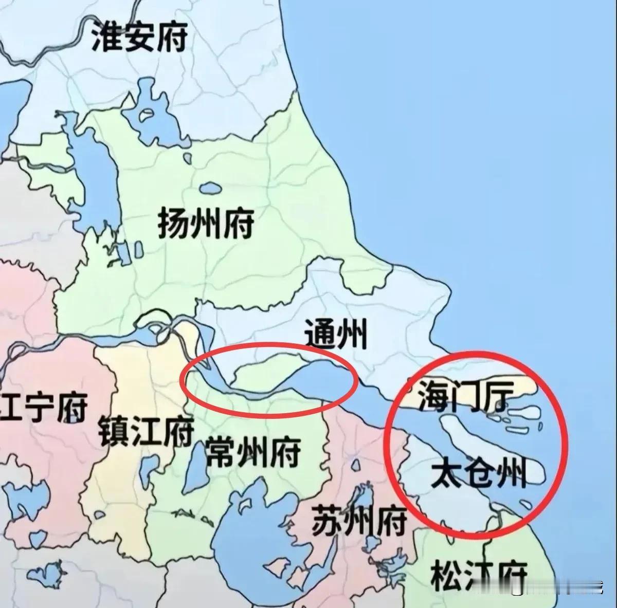 200多年前，崇明是属于太仓，而靖江、江阴属于常州！看到一张200多年前，清