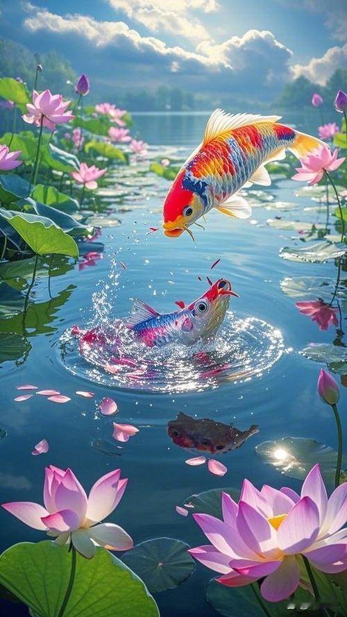 上联：一院桃花听燕语；离思邀对满池碧荷赏鱼跃