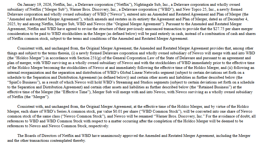 奈飞提出以全现金方式收购华纳兄弟