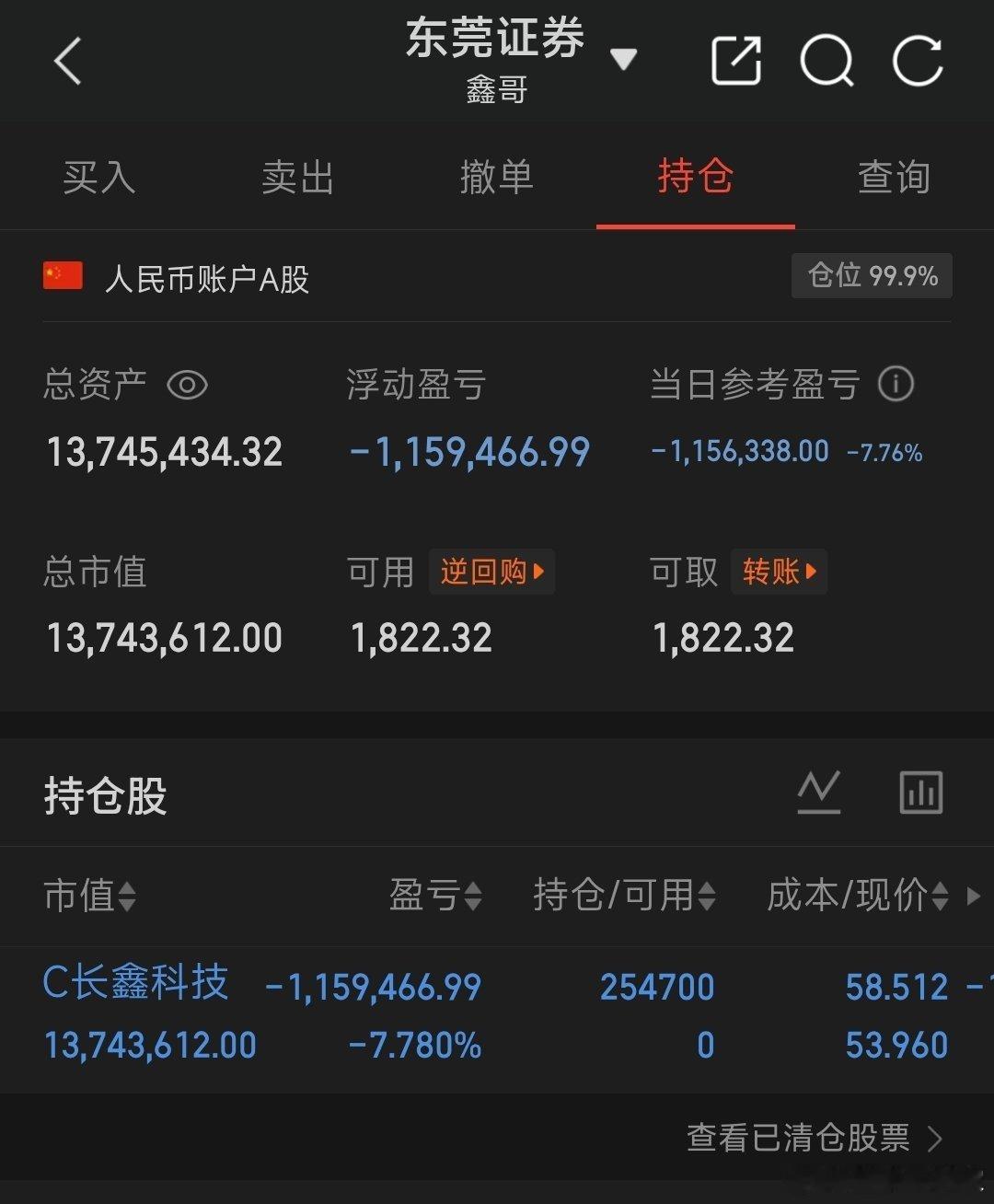干，长鑫科技亏我一百万