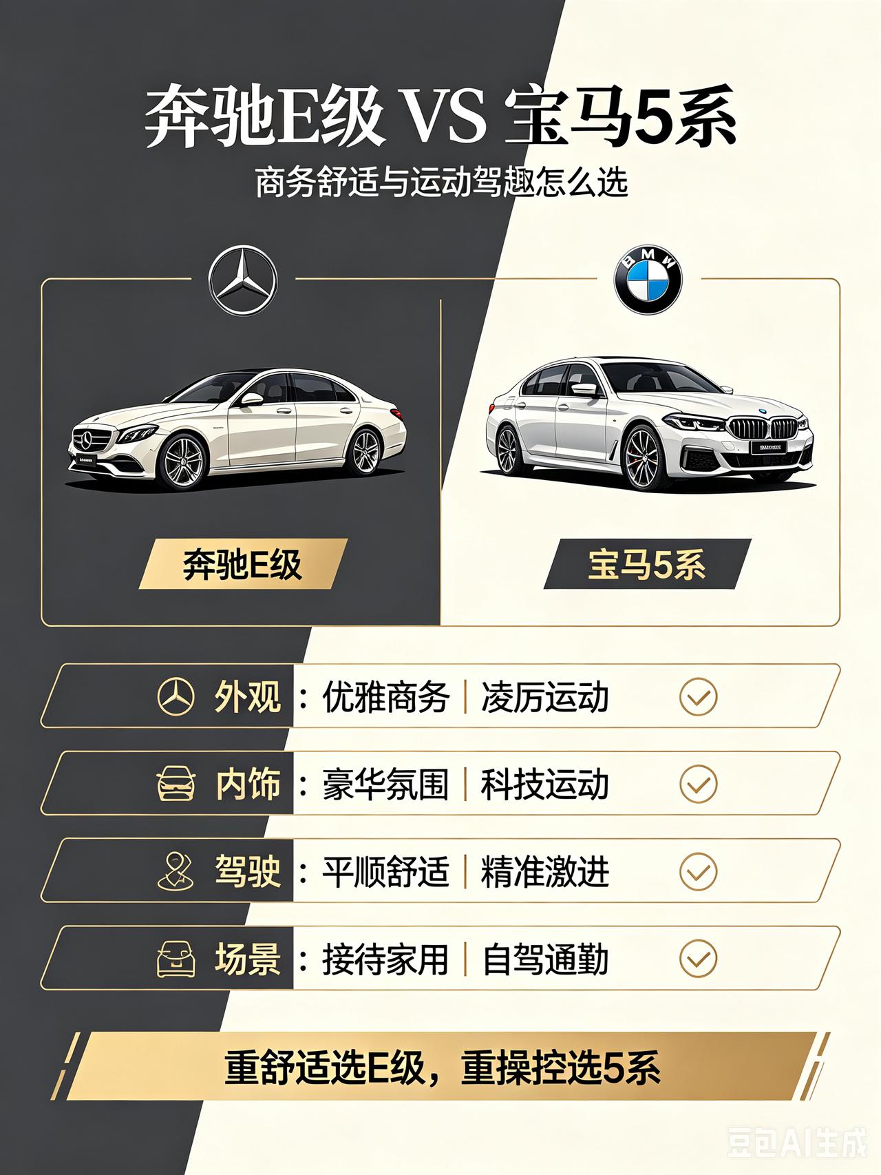 40万级豪华旗舰之争：奔驰E级VS宝马5系，商务与运动该怎么选？在国内中大型豪