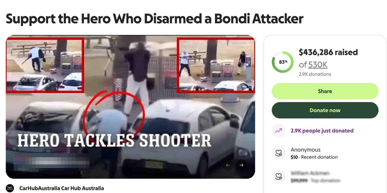 澳枪击案空手夺枪男子系水果店老板，美亿万富翁捐近10万美元12月14日傍晚，悉