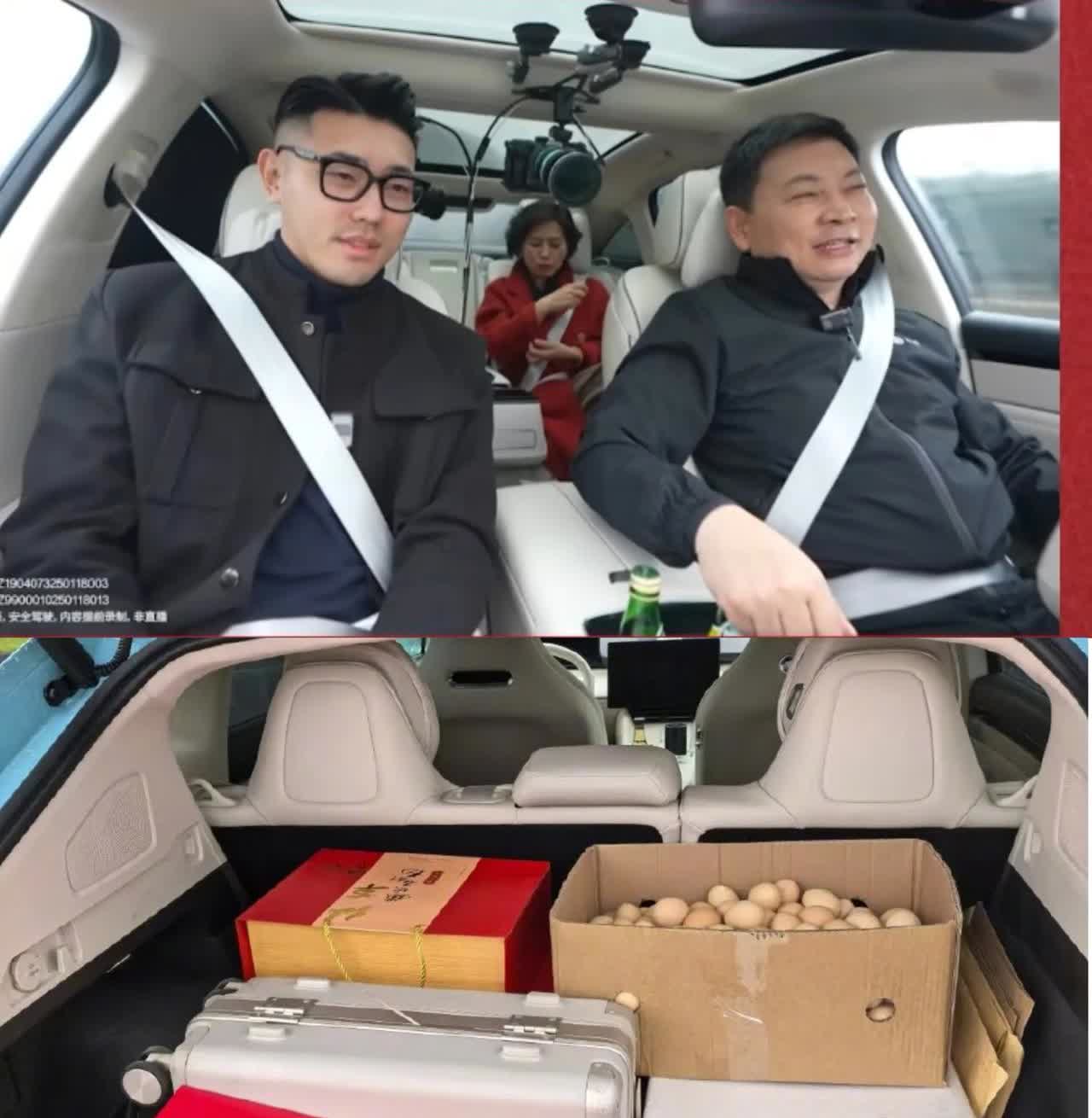 返程的余承东谨慎了，不敢再开直播了，但广告还是得见缝插针的做:1.全智能开全