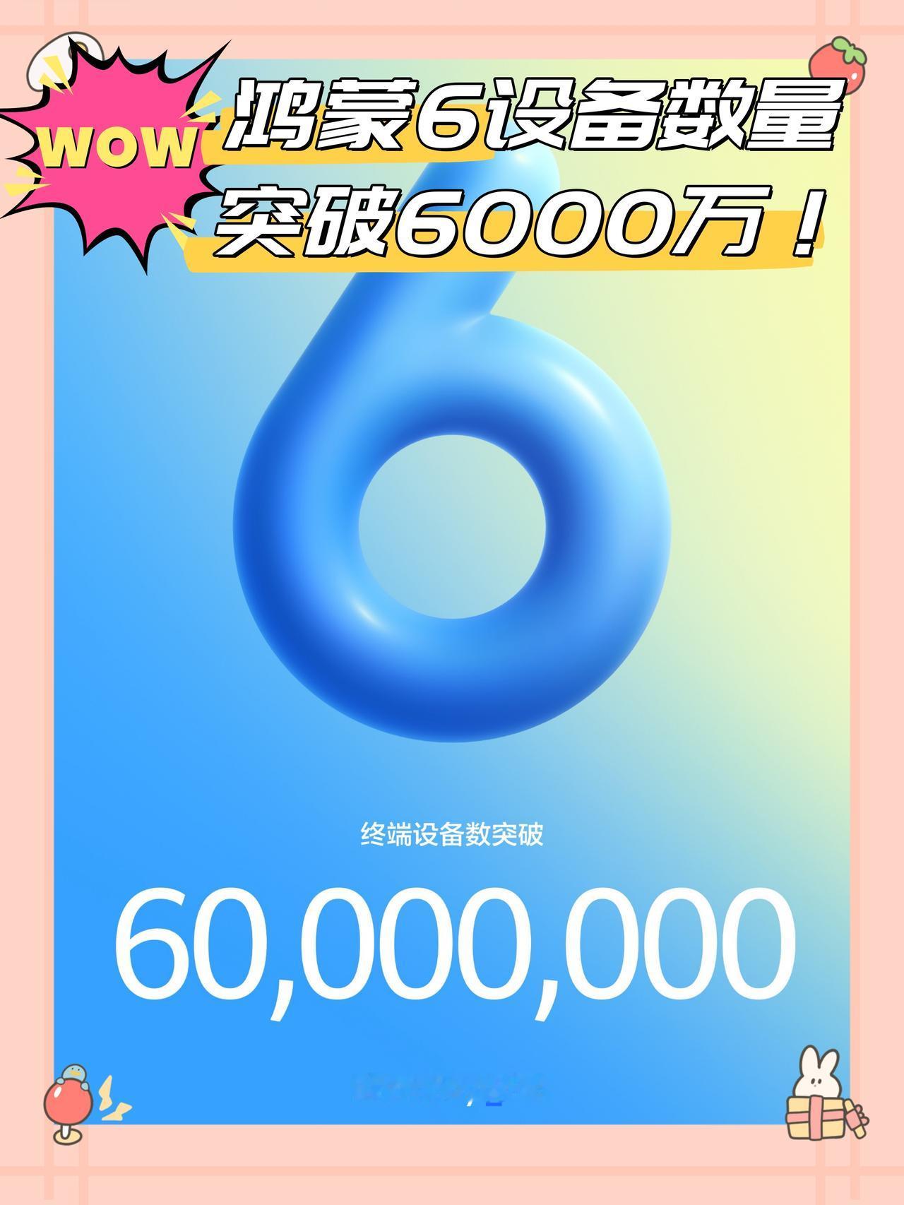 华子真的太牛了！鸿蒙6设备数量突破6000万了牛呀，支持鸿蒙6.0的终端设备