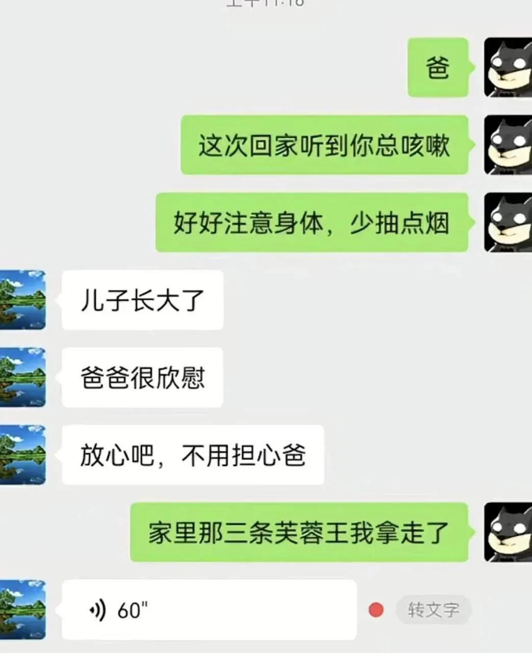 儿子长大了，爸爸很欣慰