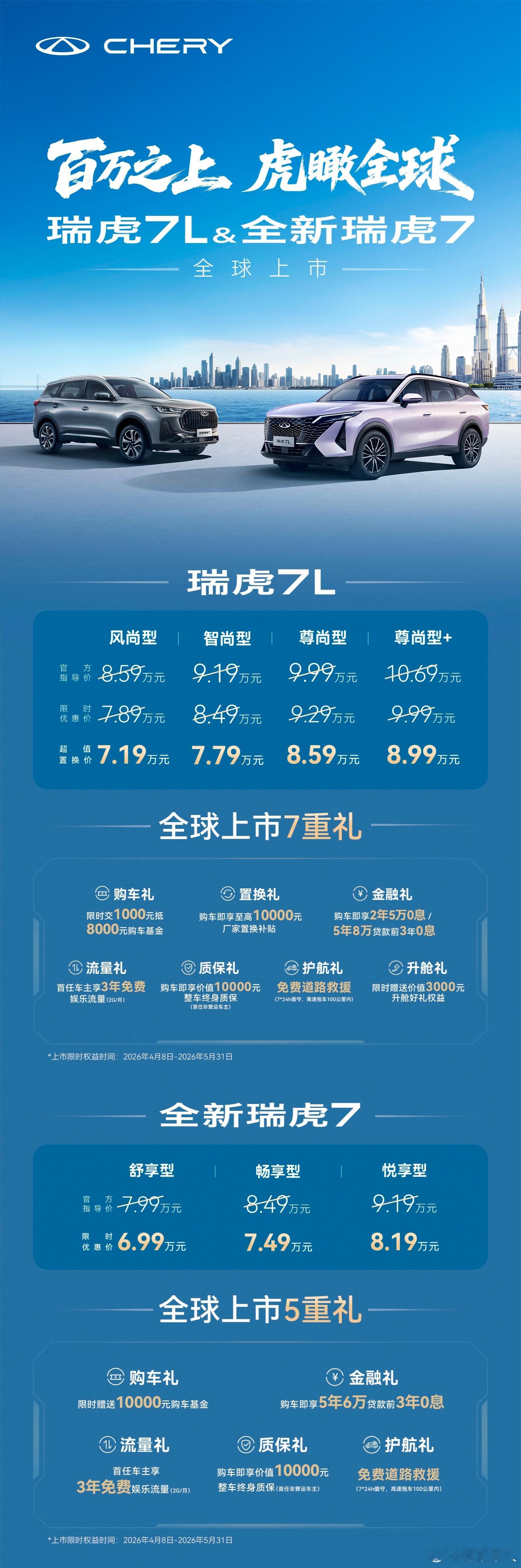 瑞虎7L和全新瑞虎7上市你能想到现在燃油家用SUV已经卖到这个价格了？！