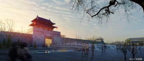 济州古城全貌航拍图: 济宁人家门口的古城
