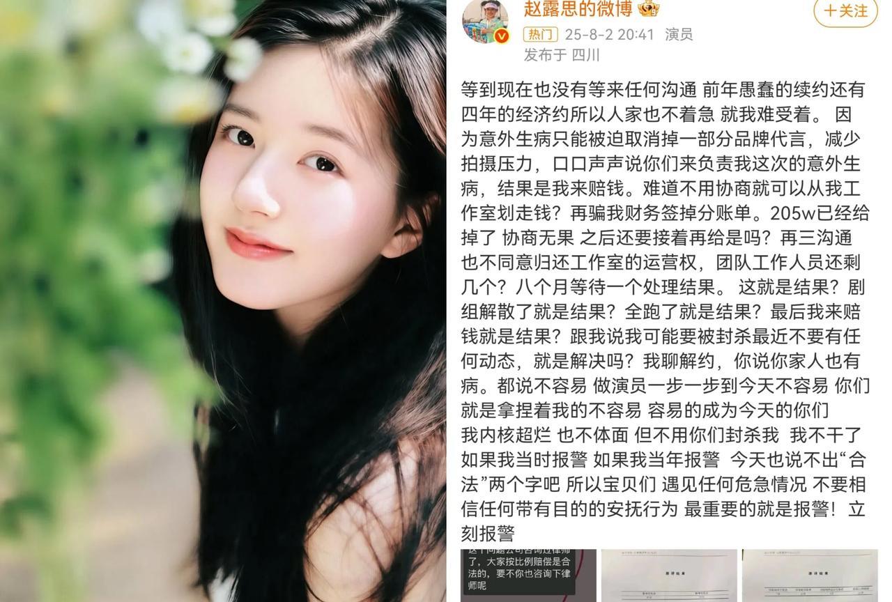 赵露思啊赵露思你糊涂啊,你的整篇发言看下来，就给人一个感觉：你不想赔钱!她