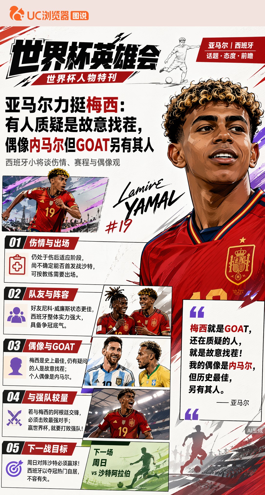 亚马尔力挺梅西：有人质疑是故意找茬，偶像内马尔但GOAT另有其人