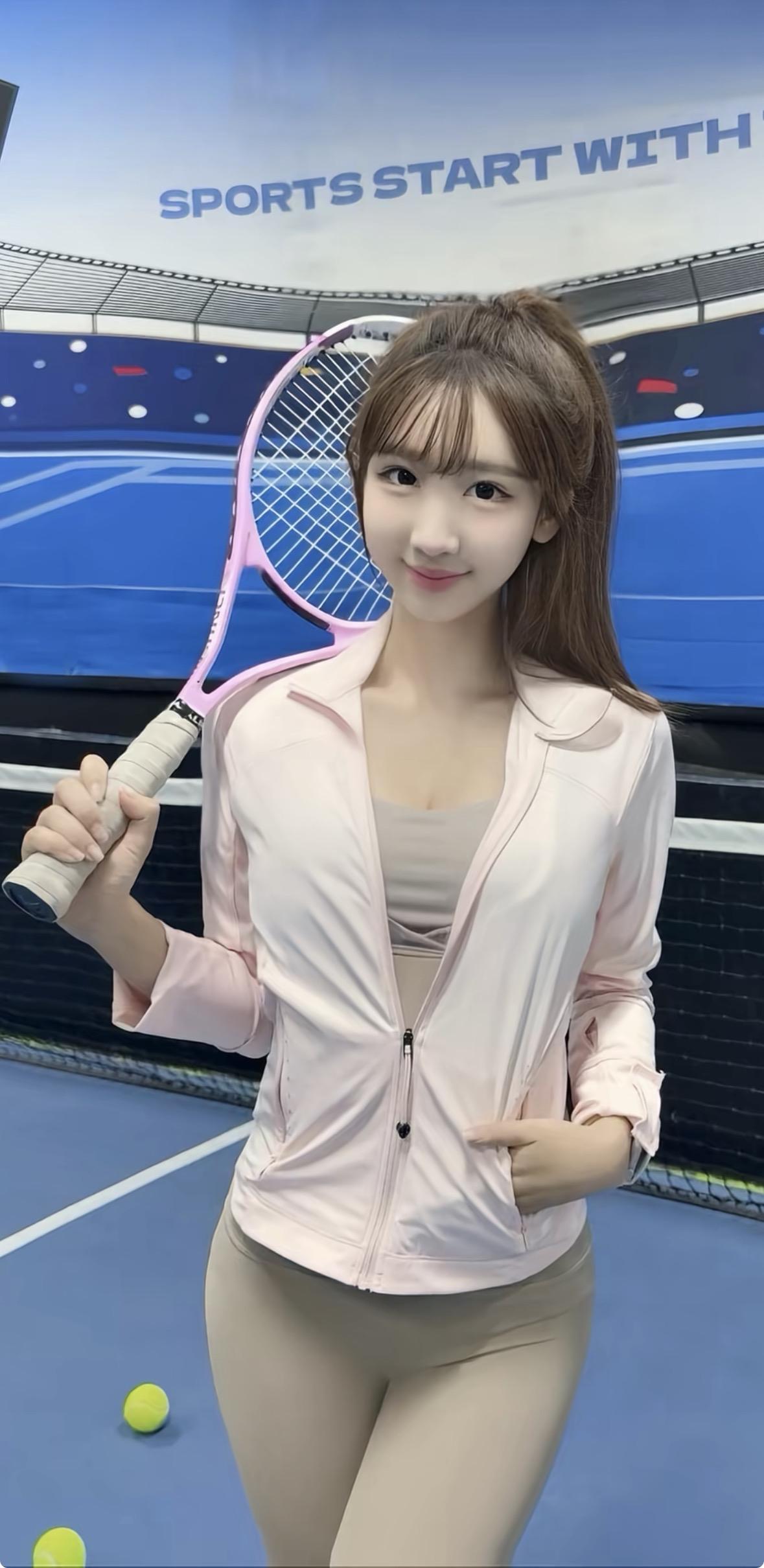 简约粉色修身上衣勾勒出纤细腰肢，瑜伽裤又展现出白皙笔直的大长腿，运动风与时尚感完