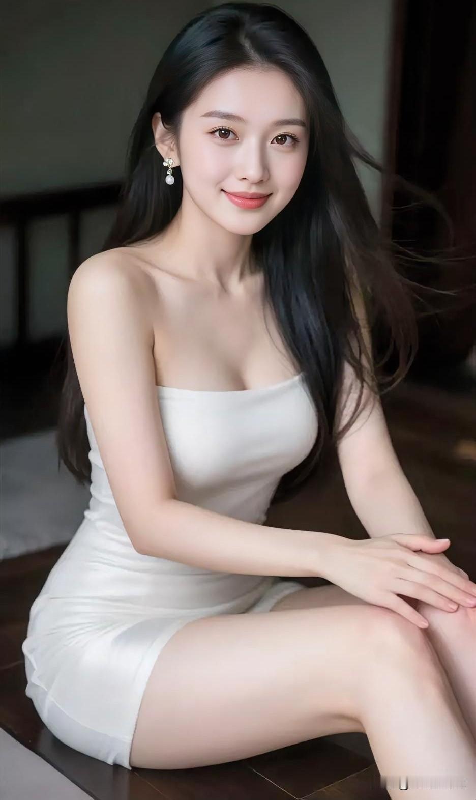 白裙垂发，眸含光，温柔浸了时光。