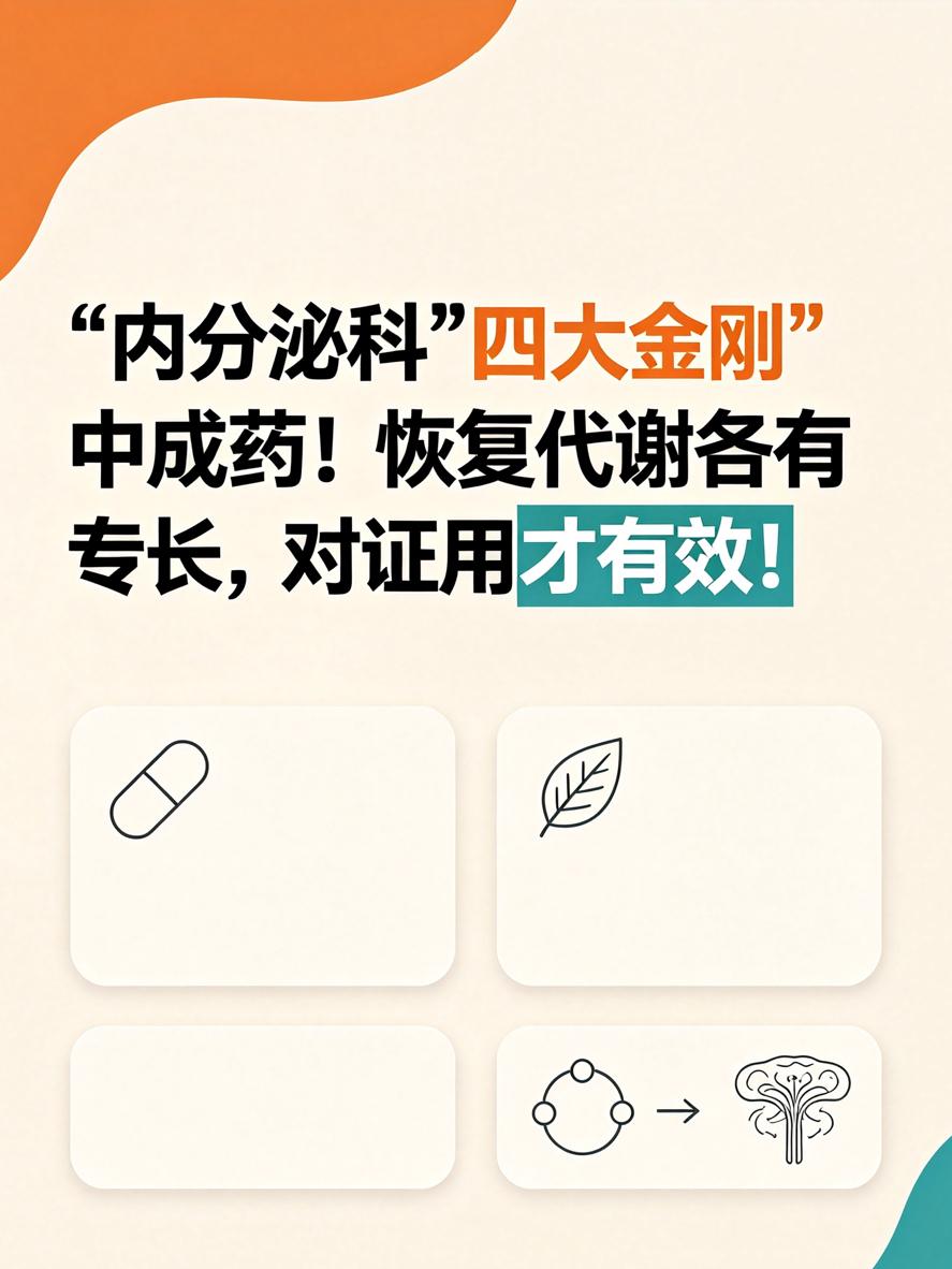 内分泌科“四大金刚”中成药！恢复代谢各有专长，对证用才有效！同样都是“内分泌