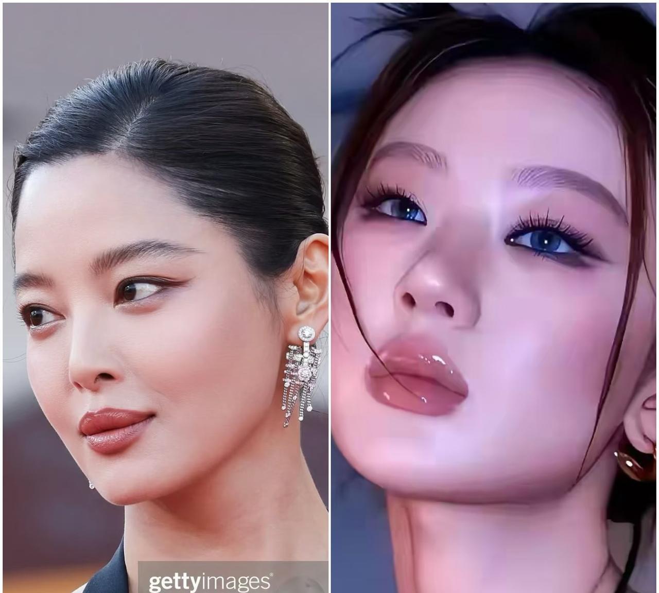 同样是嘟嘟唇，为什么给人的感觉就不一样呢？左边是辛芷蕾，一脸不好惹的样子，