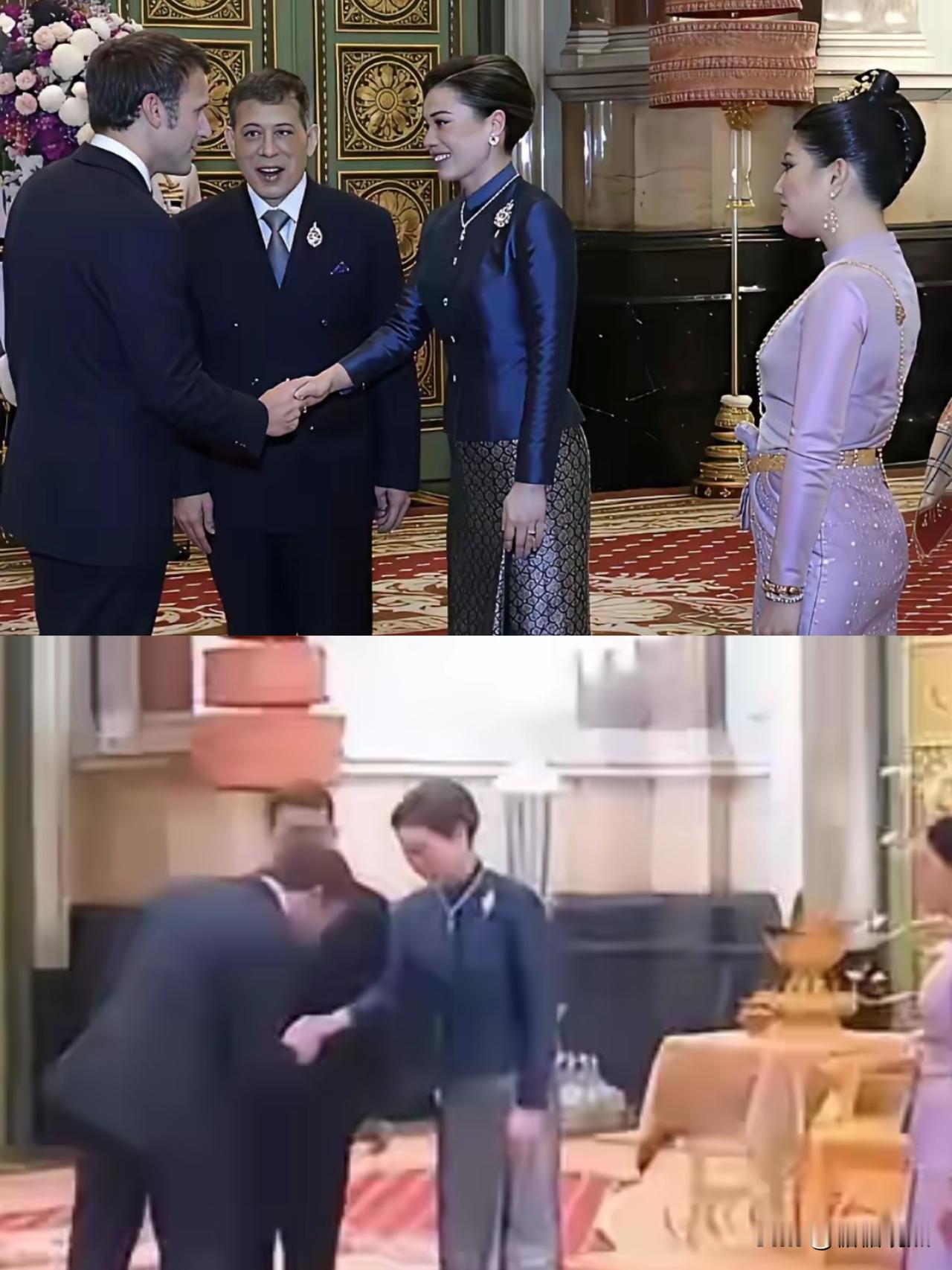 泰国国王这次去了法国，带着王后和二公主去的。只是这次没有看到马克龙的夫人到场迎