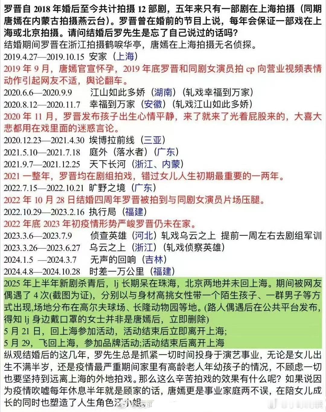 这是哪位侦探整理出来的，罗晋唐嫣夫妇的行程时间包括各自的ip地址都这么清楚，这到