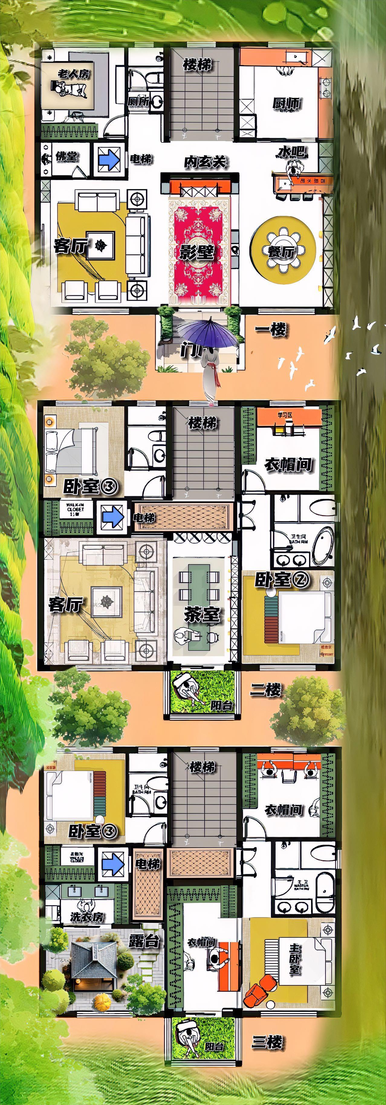 能落地的自建房，不太美，每一个布局细节经得起推敲，393㎡属于没打鸡血，也能活力