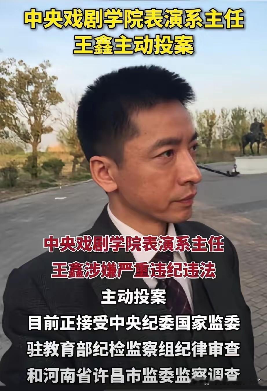 刚投案的王鑫不光是中戏表演系主任，还是位优秀的演员，曾经出演过《风筝》这部谍战剧
