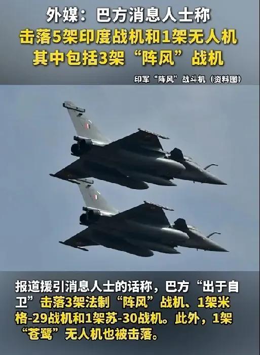 印度彻底懵了！印巴空战竟输成0：6！根据媒体5月7号报道，巴基斯坦在对垒印度空军
