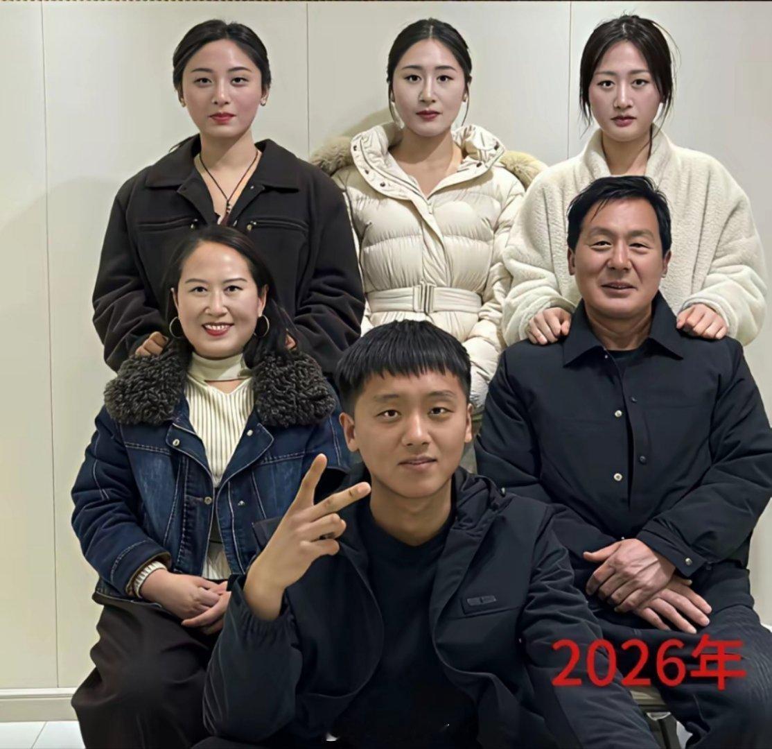 这一家人一看就是亲生的，眼睛一模一样。