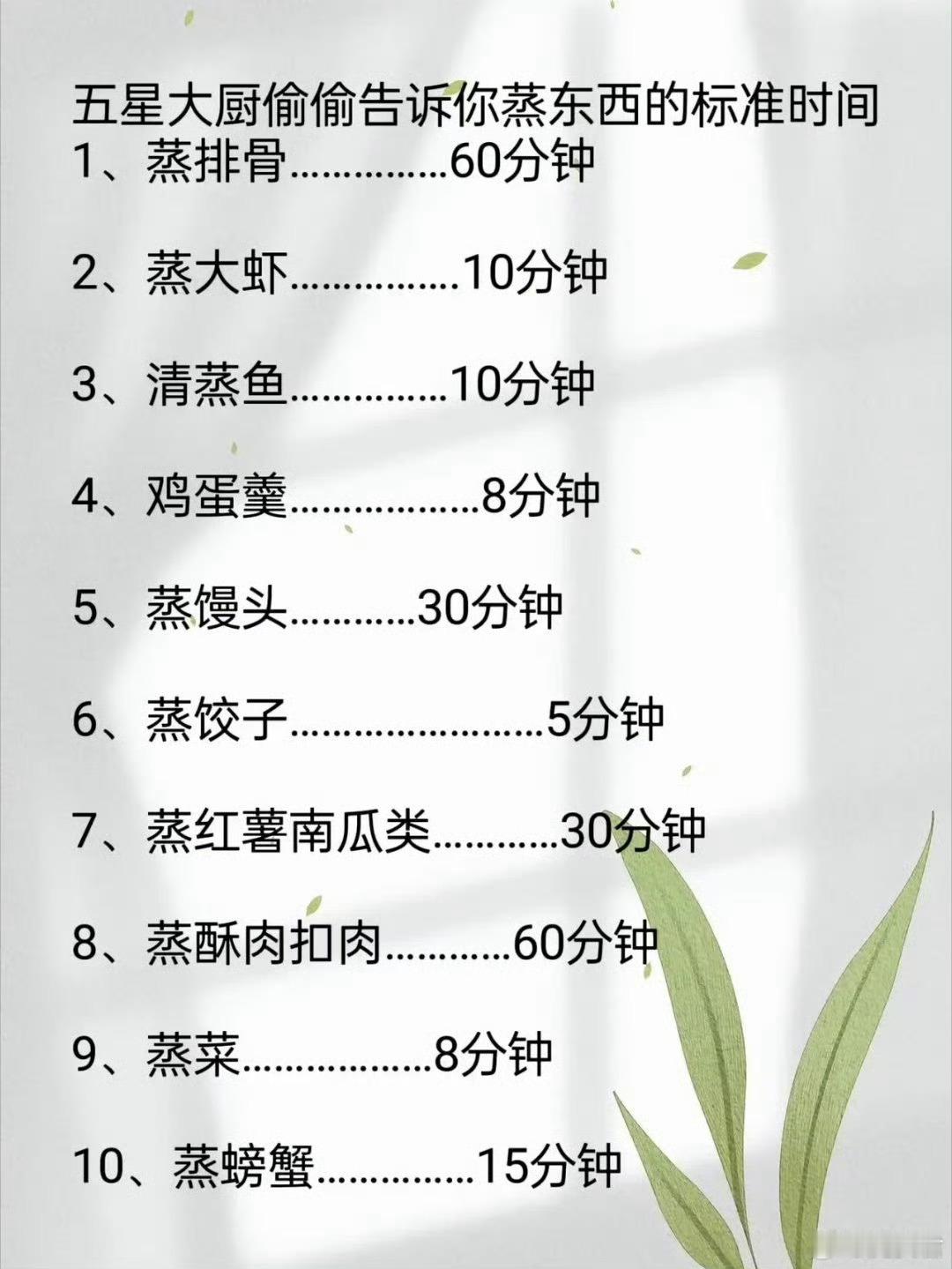 大厨告诉你蒸东西的标准时间[玫瑰]​​​​