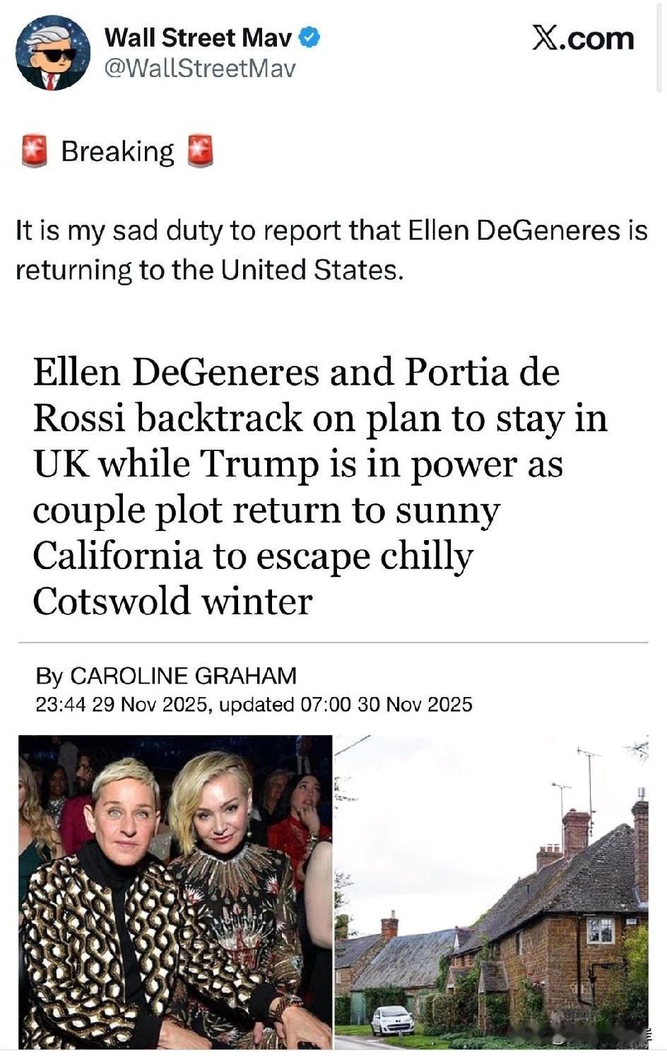 EllenDeGeneres与PortiadeRossi放弃在川普执