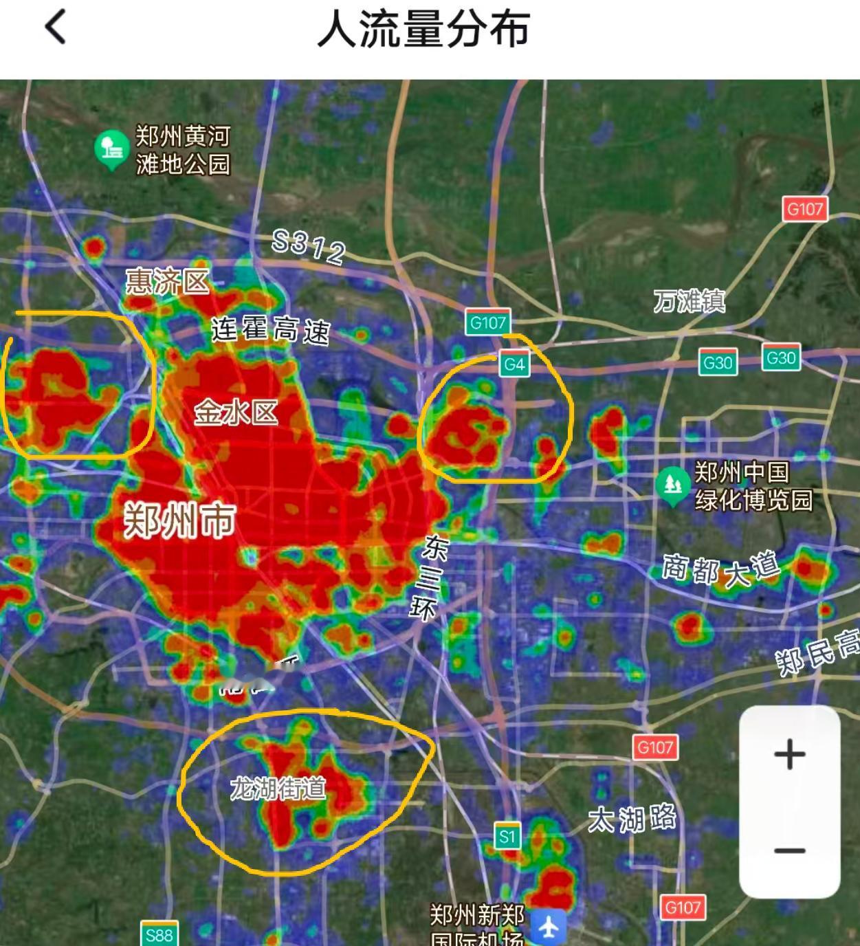 郑州三环外最具人气的地方来了！从最新的人流量图来看，郑州三环外最具人气的地方就