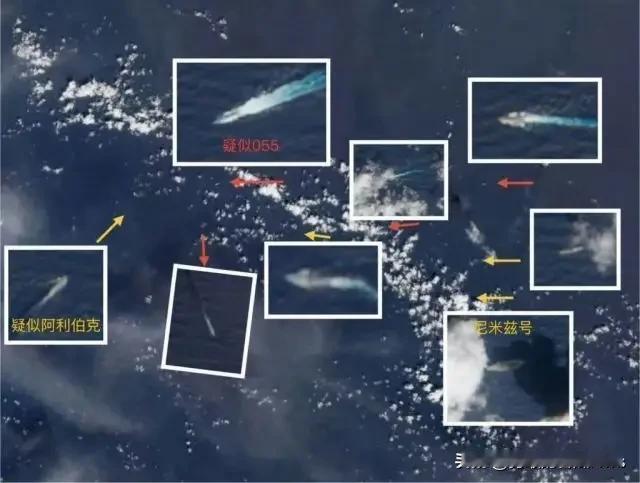 美军颜面扫地，，055驱逐舰穿插尼米兹号航母战斗群！根据最新卫星图片显示，