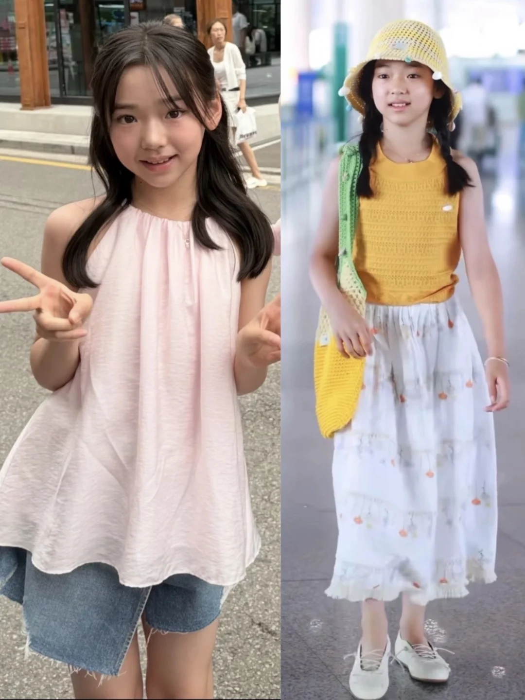 董璇小酒窝韩国游，小酒窝度假穿搭太美了