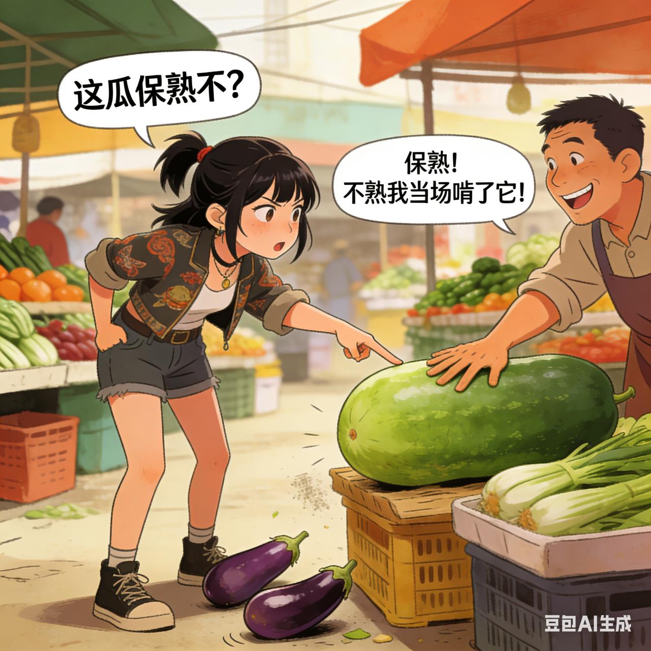女流氓搞笑段子女流氓逛菜市场，指着摊前的冬瓜问摊主：“这瓜保熟不？”摊