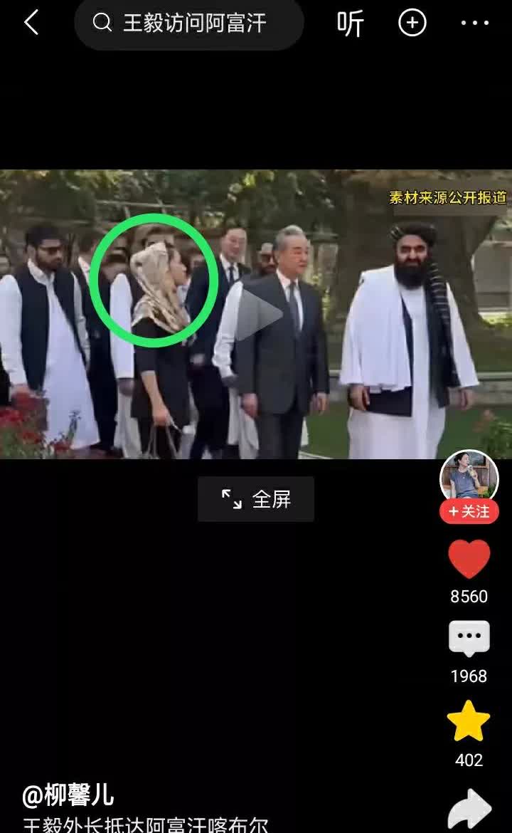 开始我以为这位戴着头巾的女士是阿富汗那边的部长夫人，心中不禁感慨，这个刚刚摆脱战