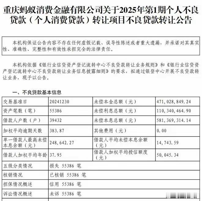 2025年2月11日，一则消息让消费金融市场炸了锅——蚂蚁集团旗下的重庆蚂蚁消费