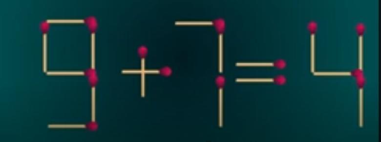 在火柴棒构筑的数学花园里，“9+7=4”这串歪歪扭扭的等式像一株横生的