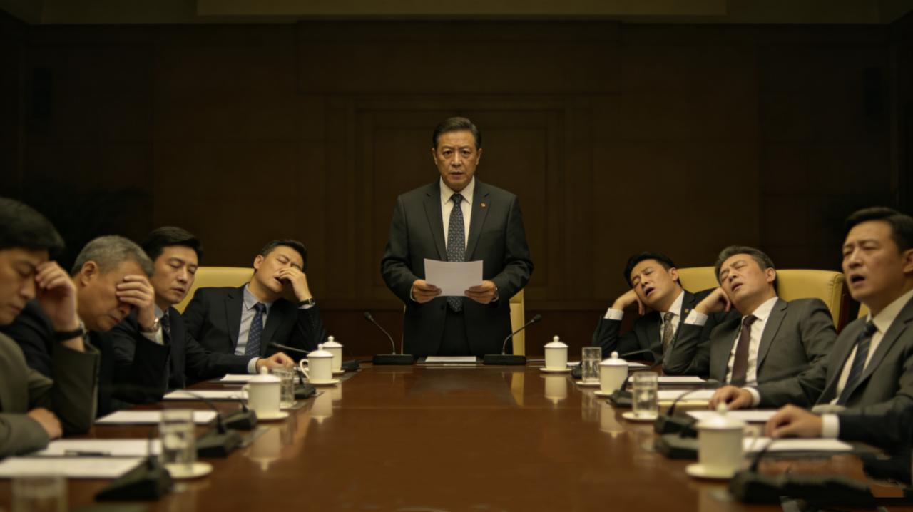 部门开会，领导讲了一个小时的管理理念，大家昏昏欲睡。最后他问：“都明白了吗？”