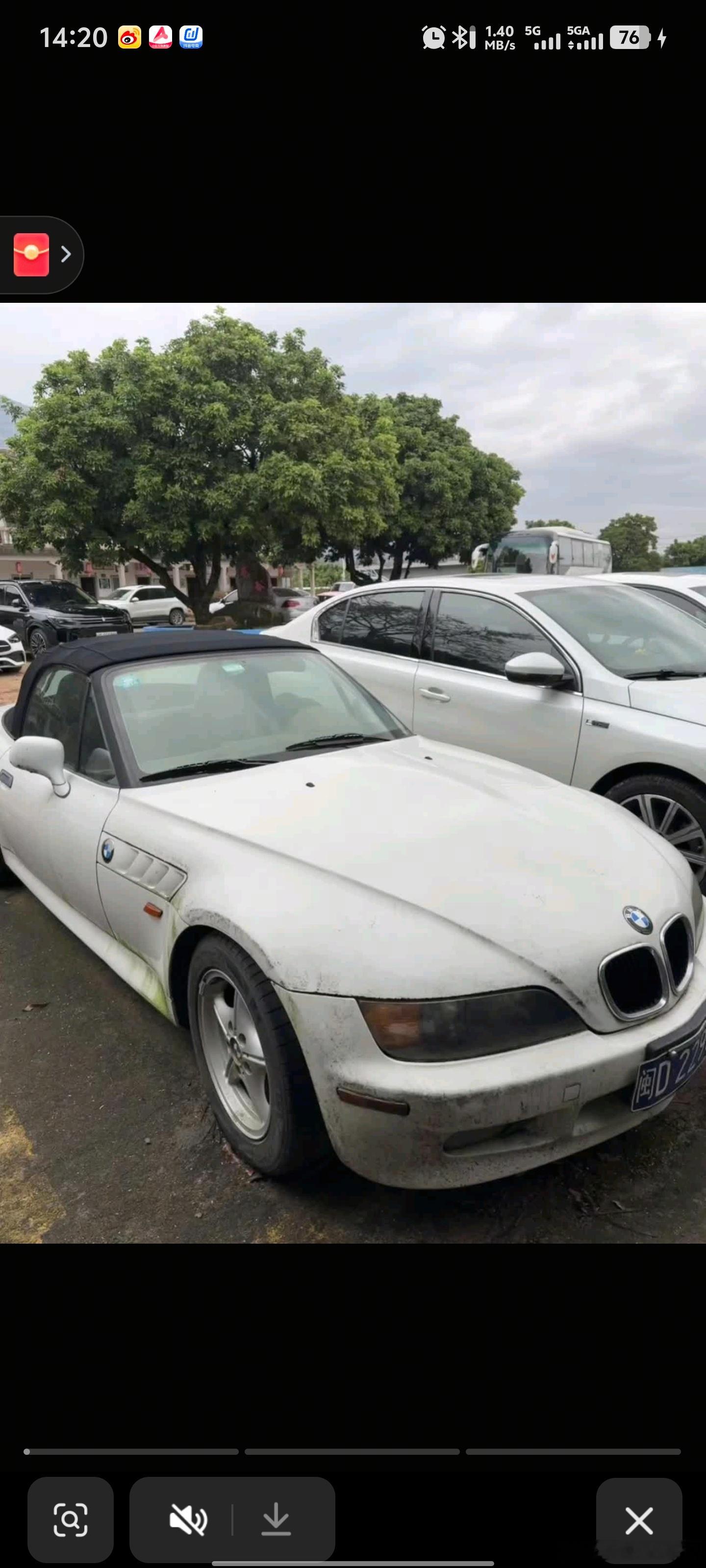 今天错过了一台战损版没手续没年检没路权的宝马Z3被人捷足先登了，可惜可惜。