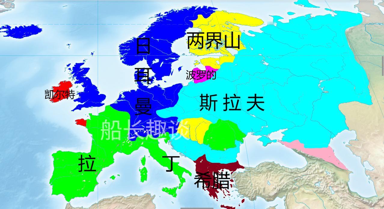 日耳曼语族：来自原始日耳曼语，以英语、德语等为主要代表。意大利语族：源自罗马人
