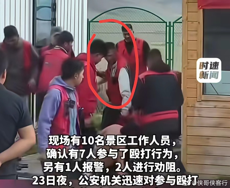 赛里木湖这个红马甲大叔，太狠了，被打领队司机刚开始，是与他起冲突的吗？大叔气势汹