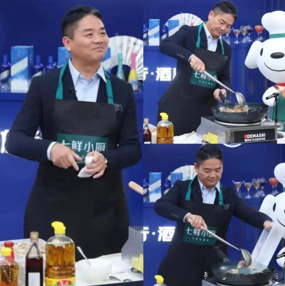 东哥真的是个会做人的领导在京东平酒会直播中亲自炒了一盘菜，居然能调侃得出来，