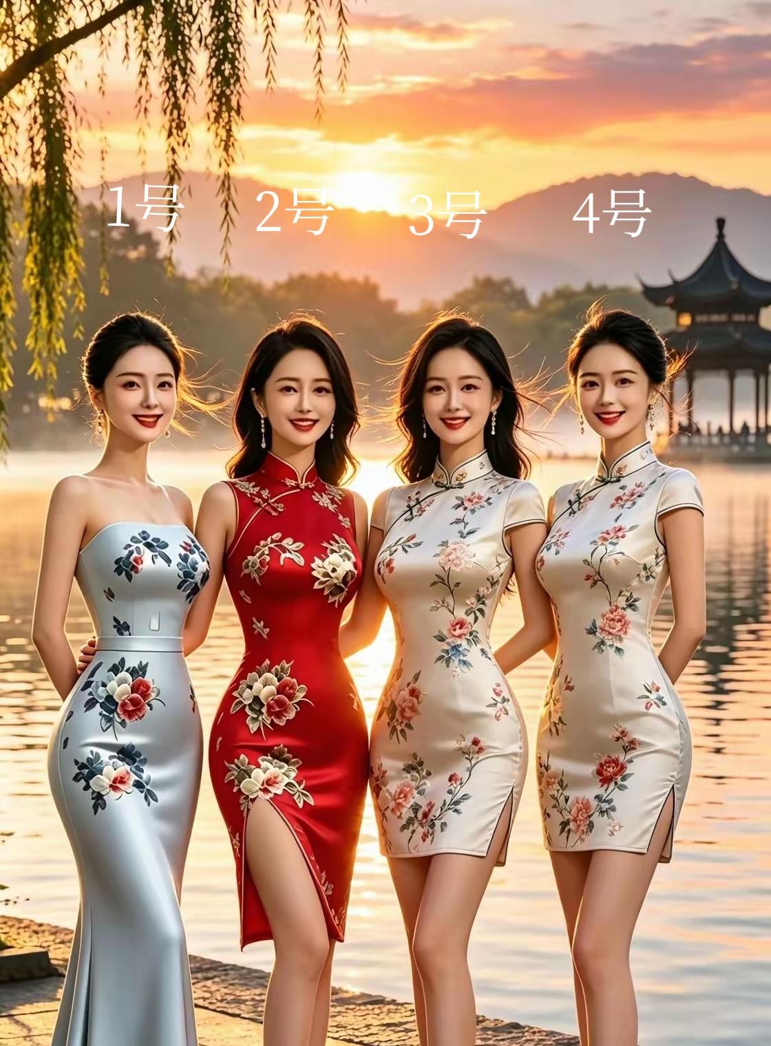 我相信80%的男人都不会选2号，太瘦了，露骨脱相的，看着没福相。你看4号美女五官