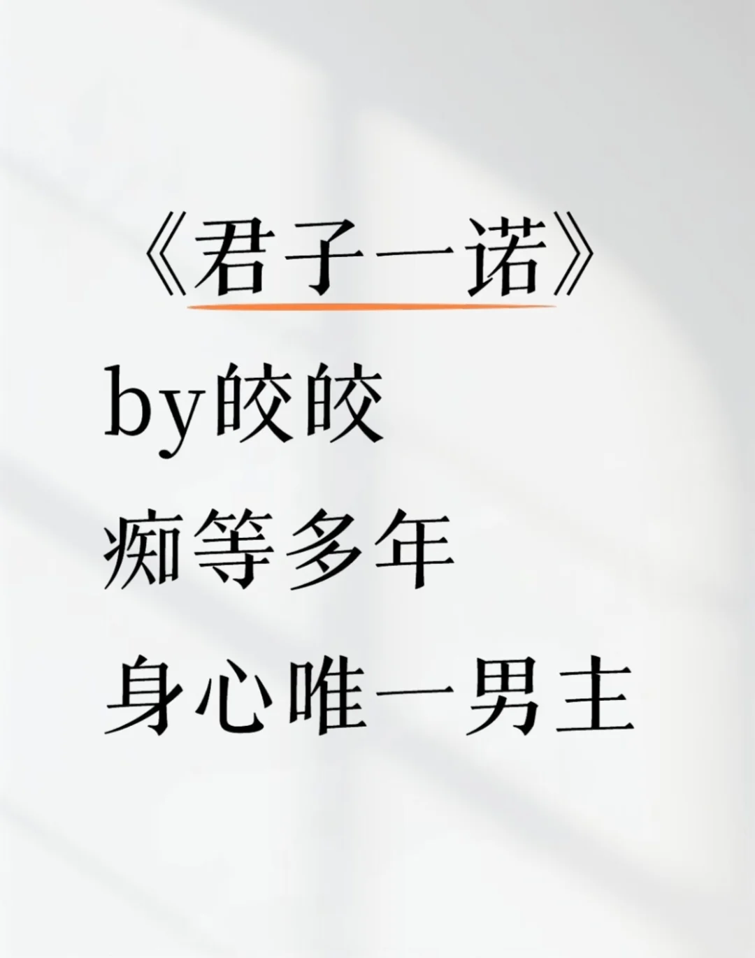 《君子一诺》皎皎 酸涩文 高智商女主